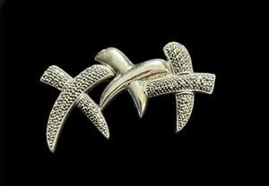 RARE 925 Sterling Silver Vintage Judith Jack Real Marcasite Gem "XXX” Pin Brooch